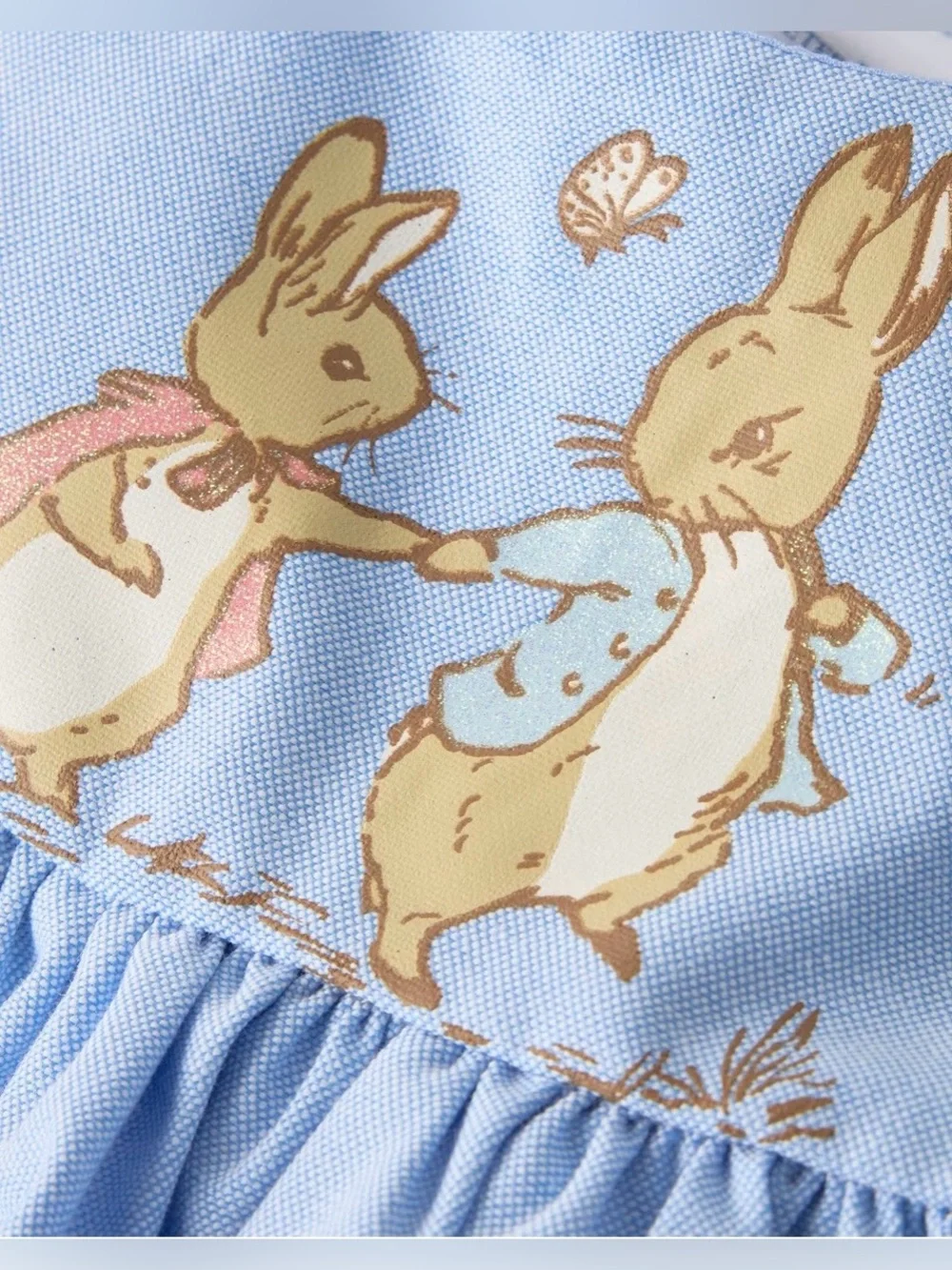 Peter Rabbit Glitter Scalloped Chambray Dress 12-18M NWT